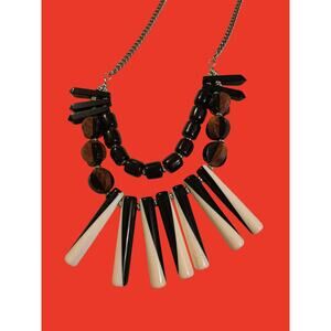 Wood and Resin Boho Tribal Bib Necklace
